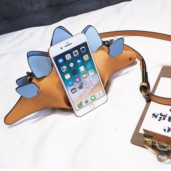 Dinosaur Purse Yellow Stegosaurus Purse Crossbody Bag Small Faux Leather Purse - Picture 6 of 10